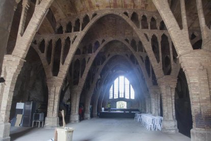 L’interior de l’edifici del sindicat de Sant Guim de Freixenet.