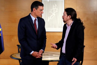 Imatge recent de Pedro Sánchez i Pablo Iglesias.