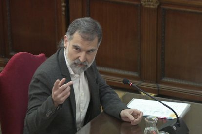 Imagen de Jordi Cuixart durante su comparecencia en el Tribunal Supremo.