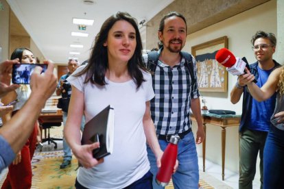 Los líderes de Unidas Podemos, Irene Montero y Pablo Iglesias.