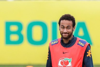 Naymer, ayer durante el entrenamiento de la selección de Brasil.