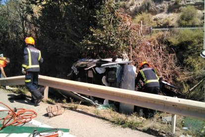 Imagen del accidente que se produjo ayer al mediodía. 