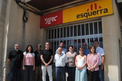 Miembros de ERC del llano y del Pirineo, ayer en Mollerussa.