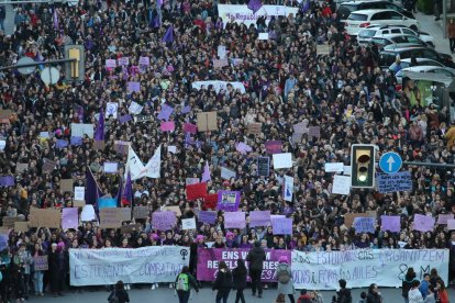 Movilización el año pasado con motivo del Día Internacional de la Mujer en las calles de Lleida. 