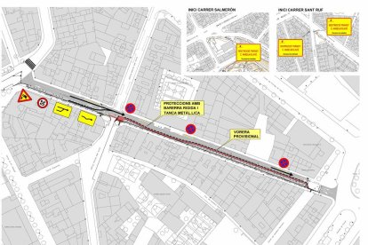 Plano de las obras en la calle Anselm Clavé de Lleida.