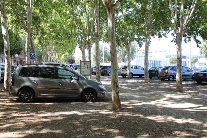 El área para perros del paseo central de Xavier Puig Andreu, ayer lleno de coches aparcados.