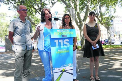 La presidenta de l’ANC, Elisenda Paluzie, ahir en roda de premsa.