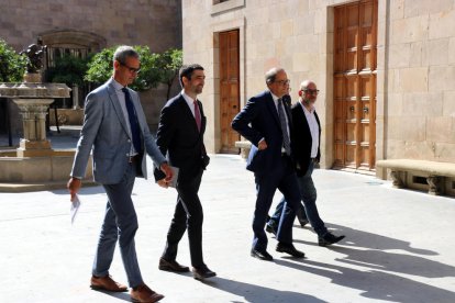 El president Torra i el conseller Puigneró, ahir, abans de la presentació del sistema IdentiCAT.