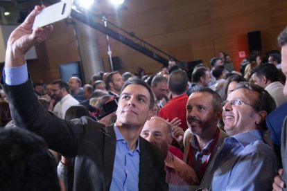 El president del Govern central en funcions, Pedro Sánchez, ahir en un acte del PSOE a Toledo.