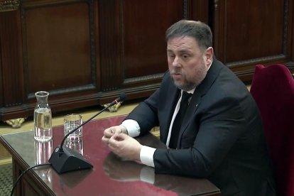 Oriol Junqueras, durant la seua declaració al judici del 'procés'.