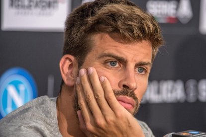 Gerard Piqué, a la roda de premsa prèvia al partit contra el Nàpols.