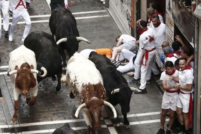 Imagen del primer encierro celebrado en Sanfermines.