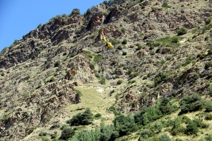 Vista de l’helicòpter que va rescatar el cos de l’adolescent.