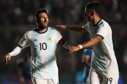 Messi muestra su alegría tras marcar uno de los dos goles que le endosó a Nicaragua.