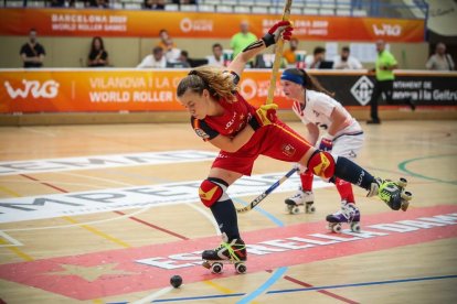 Una acció del partit de la selecció femenina.