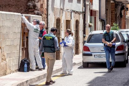 Agentes de la Guardia Civil investigan las circunstancias en las que se cometió en asesinato.