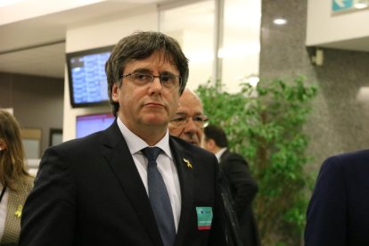 L’expresident de la Generalitat Carles Puigdemont, dilluns passat al Parlament Europeu.