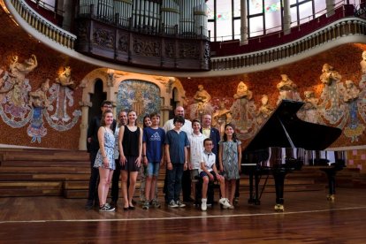 La delegación de Cervera, el martes en el Palau de la Música.