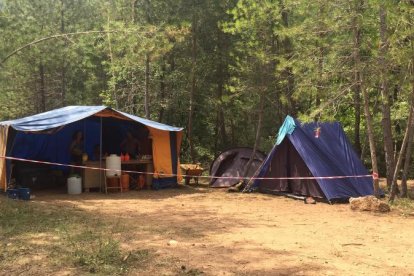 Una de las acampadas en uno de los bosques del Solsonès. 