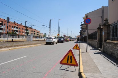 Los trabajos previos en la calle Prat de la Riba de Mollerussa. 