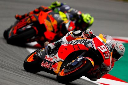 Marc Márquez, durant els primers entrenaments lliures al circuit de Montmeló.