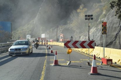 Obres al túnel de Tres Ponts a la C-14 a Organyà.