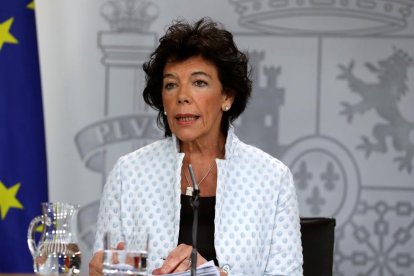 La portaveu del Govern espanyol, durant una roda de premsa posterior al Consell de Ministres.