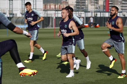 El brasiler Arthur ahir durant l’entrenament.