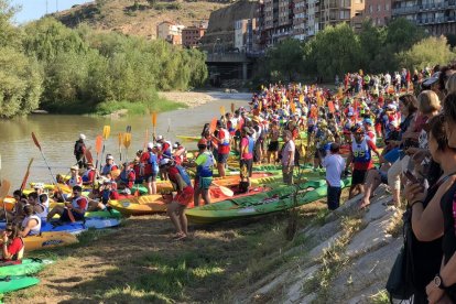 El riu Cinca, al seu pas per Fraga, on es farà el nou canal.