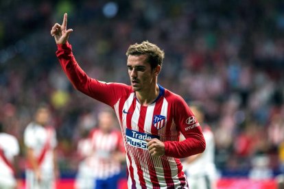 Antoine Griezmann celebra l’únic gol de l’equip blanc-i-vermell davant del Rayo Vallecano.