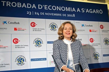 La ministra d’Economia, Nadia Calviño, ahir a la XXIII Trobada d’Economia de S’Agaró.