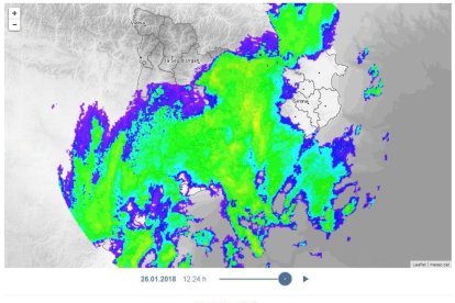 El radar de precipitació del Servei Meteorològic de Catalunya al migdia.