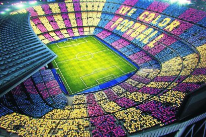 Imagen del mosaico que se exhibirá el domingo en el Camp Nou con motivo del clásico 