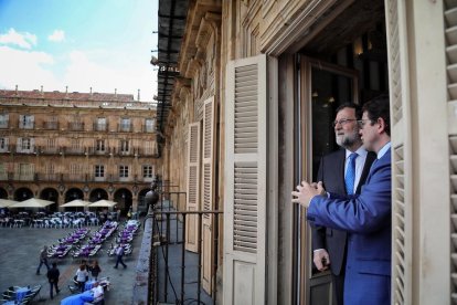 Mariano Rajoy en una visita a Salamanca apenas días antes de la sentencia de la trama Gürtel.