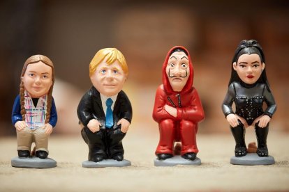 Figures de Greta Thumberg, Boris Johnson, personatge de La Casa de Papel i la cantant Rosalía.