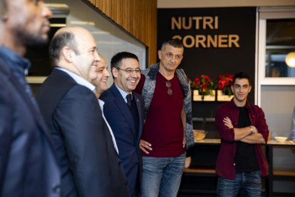 Josep Maria Bartomeu durante la presentación de la remodelación del Centro de Formación Oriol Tort.