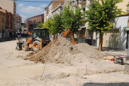 Las obras en la plaza Manuel Bertrand.