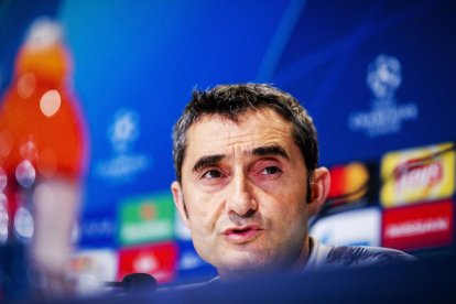 Ernesto Valverde, ahir durant la compareixença davant dels mitjans.