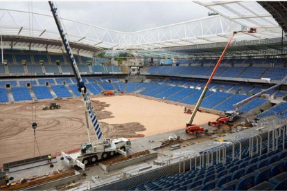 L’estat actual de l’estadi d’Anoeta, que es troba en obres.