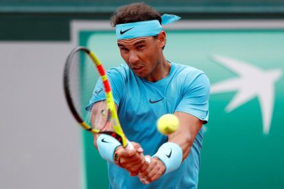 Rafa Nadal durant el partit de primera ronda contra l’italià Simone Bolelli.