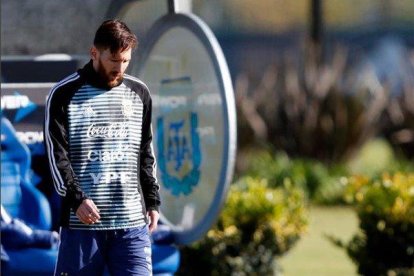 Leo Messi, durante la concentración de Argentina en Buenos Aires.