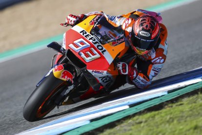 Marc Màrquez, durant el test d’ahir al circuit de Jerez.