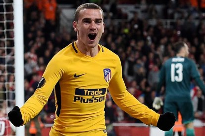 Griezmann celebra el gol del empate para el Atlético.