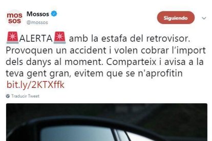 Alerten els conductors de l'estafa del retrovisor