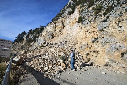 El tram tallat per despreniments, el cap de setmana passat.