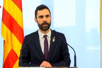 Roger Torrent durant la seua compareixença aquest dimarts.