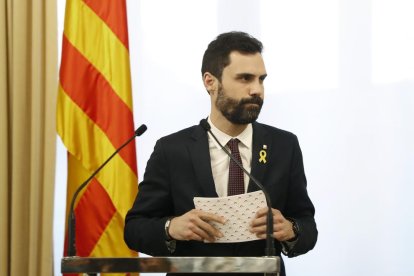 Roger Torrent durant la seua compareixença aquest dimarts al matí.