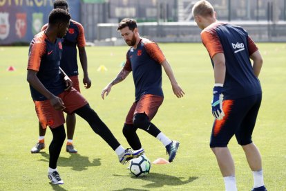 Messi, durant un entrenament de la plantilla aquesta setmana.