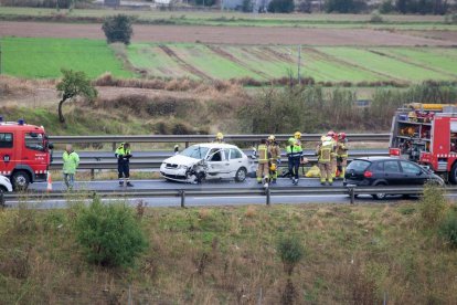 Imatge de l'accident d'aquest dimecres a l'A-2 a Tàrrega.