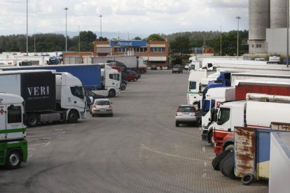 Imagen de numerosos camiones en el Polígono El Segre de Lleida. 